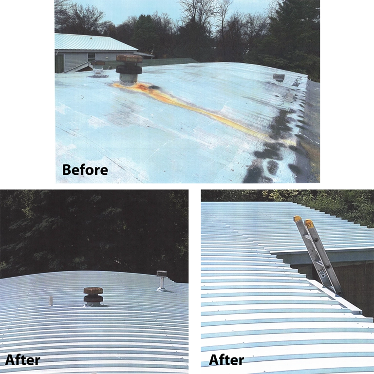 the roof of a home before and after repairs